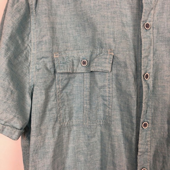 Seven7 Jeans Co Mens Button Down Short Sleeve Size L  (BM1) - Picture 2 of 5